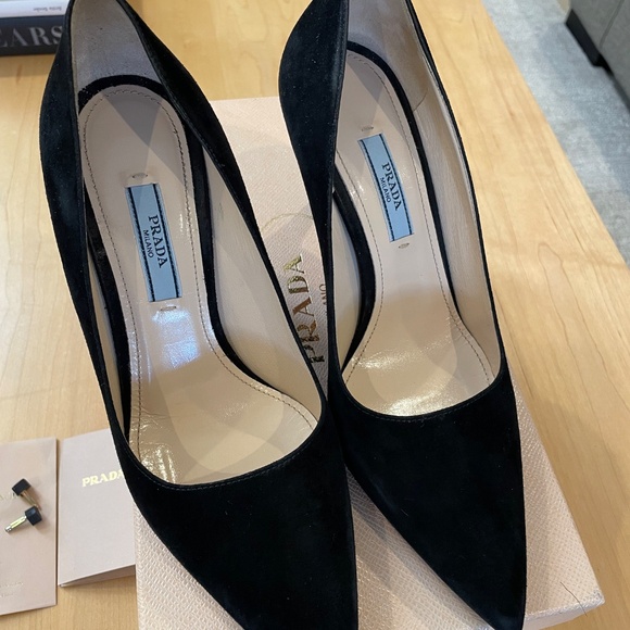 Prada Suede Pointed Toe Pumps - Picture 2 of 12